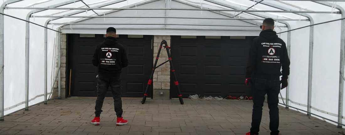 Installing a Temporary Car Shelter in Laval